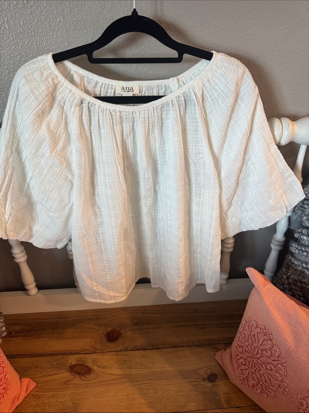 a.n.a White Off-Shoulder Gauze Peasant Blouse